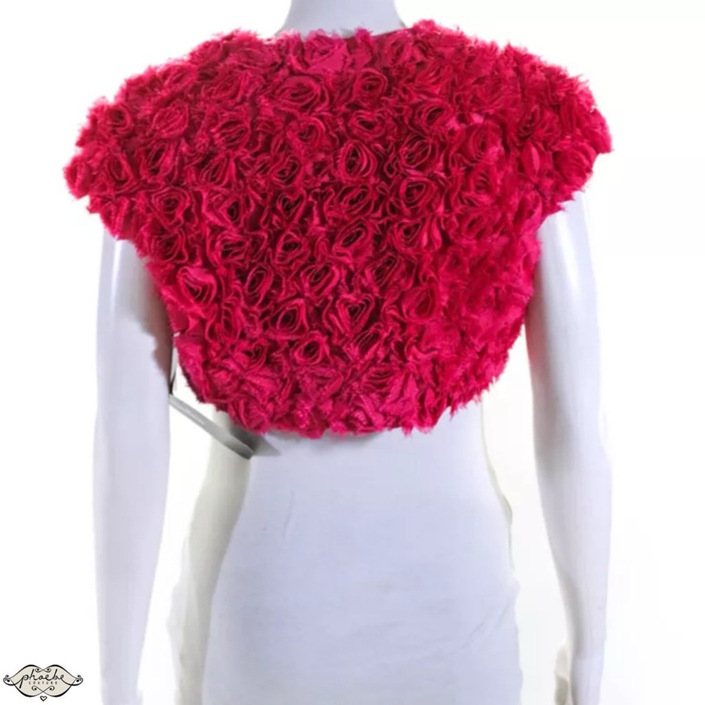 PHOEBE COUTURE Strawberry Pink Rose Textured Shrug/Bolero